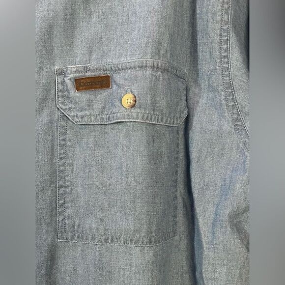 Carhartt Vintage Denim Shirt Button Up Chambray Work Shirt 100% Cotton Sz Large - Picture 3 of 7